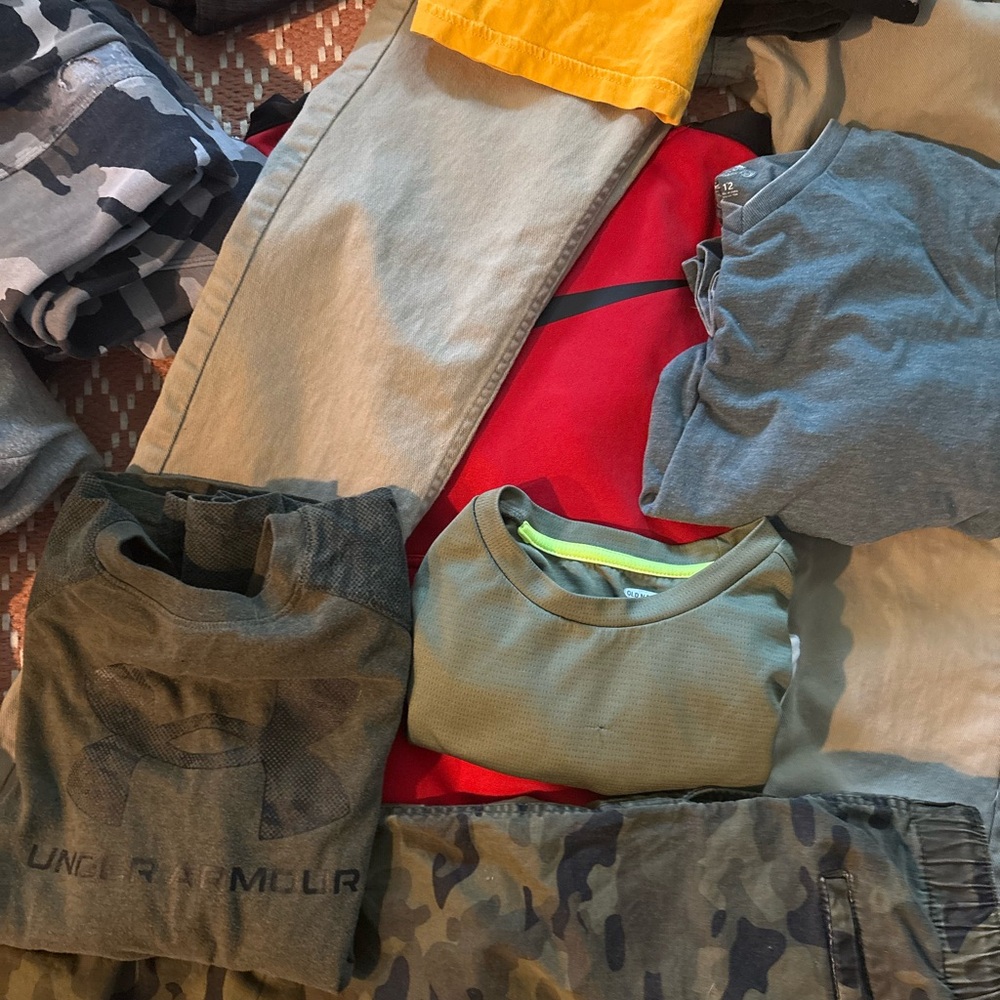 Under Armour/Addidas/Levi box of pants and tops